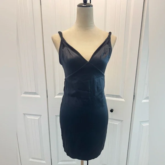 RtA Cali Slip Mini Dress 100% Silk Black Elegant Black Mini Dress Size 0